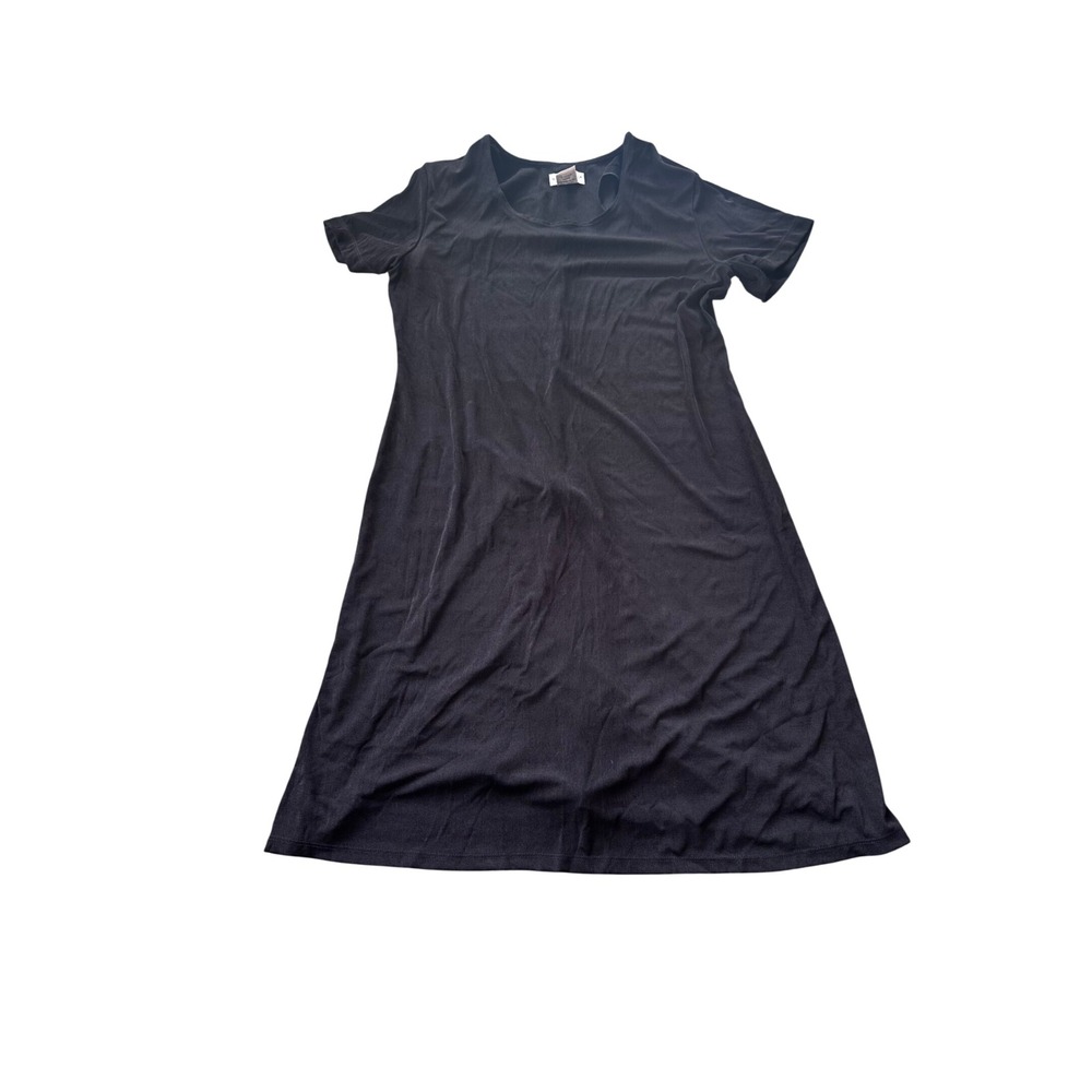 White Stag Womens Black Short‎ Sleeve Scoop Neck A-Line T-Shirt Midi Dress XL